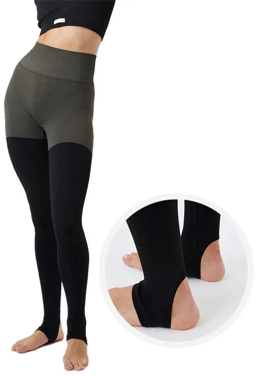 Björn Borg Sthlm Seamless Open Heel Tights - Maat M/L - Groen/Multicolor/Zwart