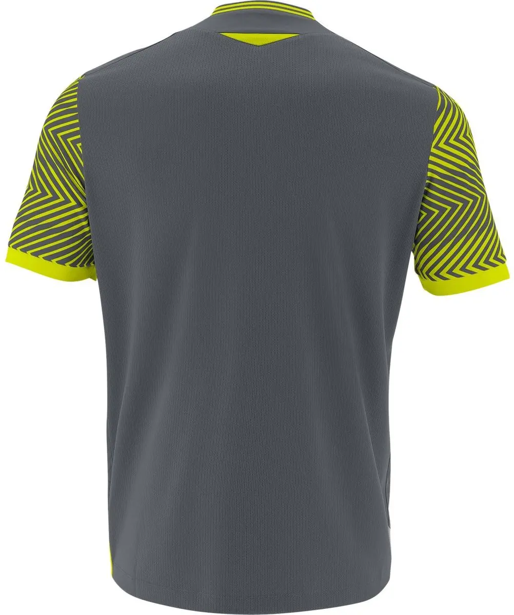 Macron Tureis Heren Shirt Korte Mouw - M - Antraciet/Fluogeel