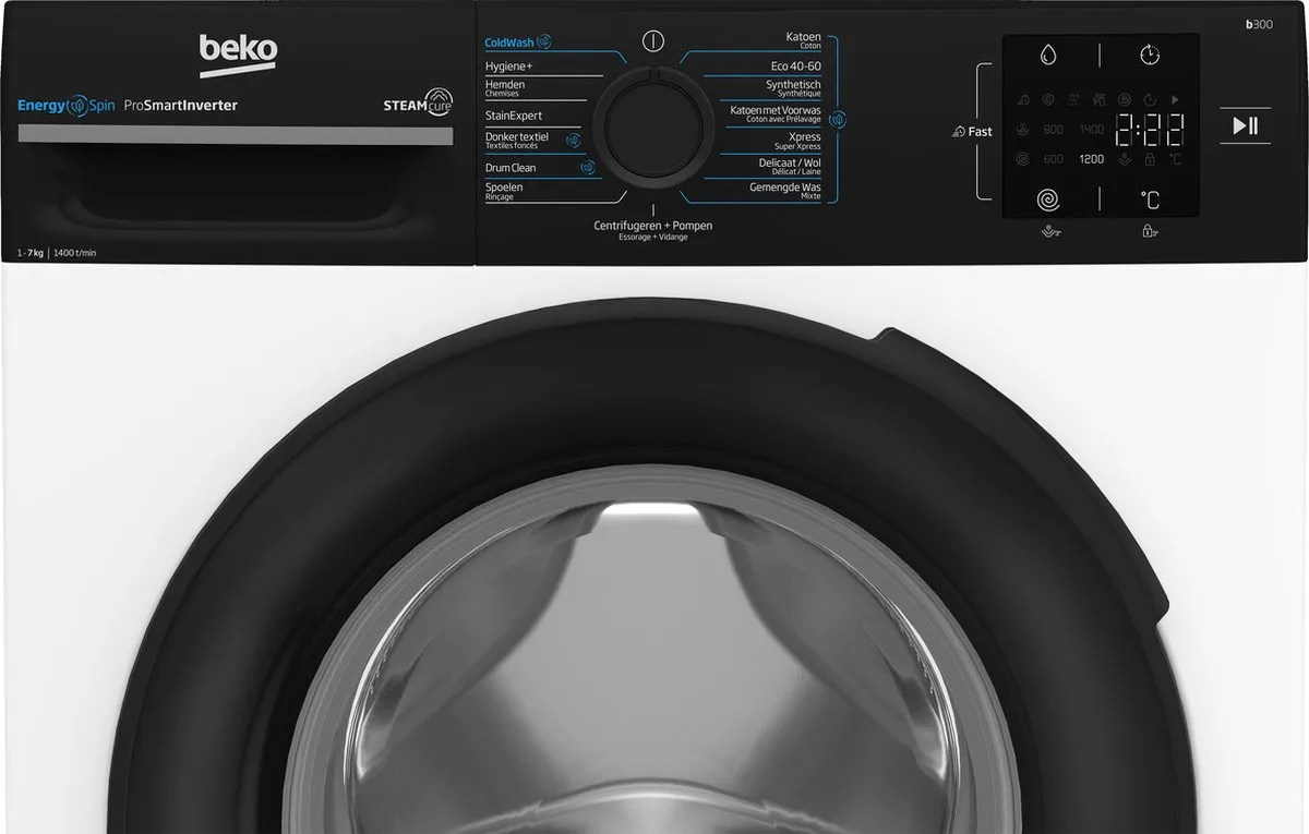 Beko BM3WFU3741B1 EnergySpin Wasmachine 7kg - Wit - afbeelding 6 van 6