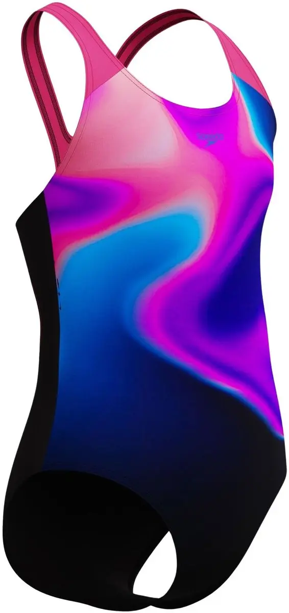 Speedo Print Splashback Meisjes Sportbadpak 128 - Zwart/Paars
