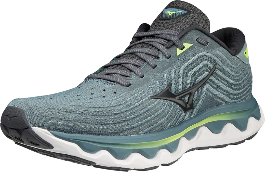 Mizuno Wave Horizon 6 Heren Hardloopschoenen - Donkergroen/Grijs/Geel