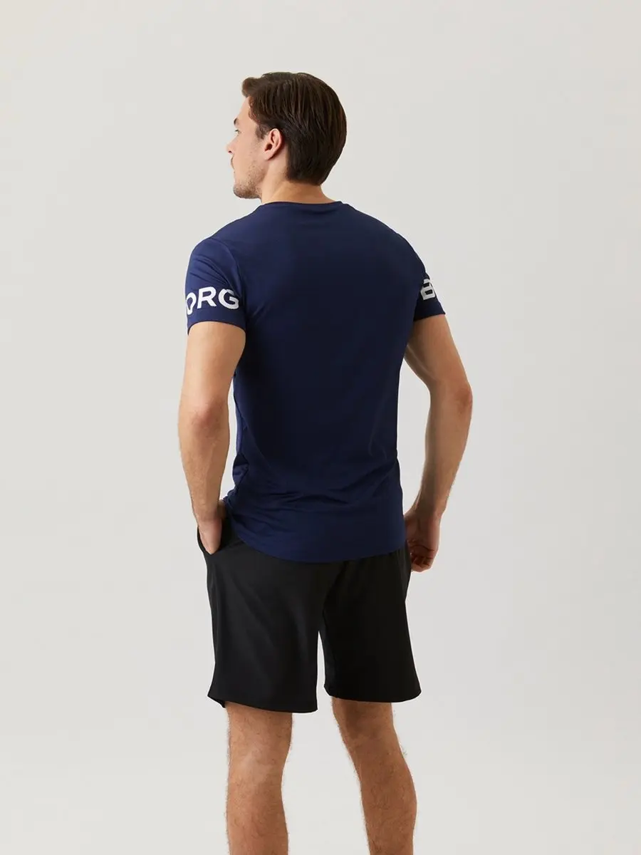 Björn Borg Heren Sportshirt Korte Mouw XL - Donkerblauw Wit