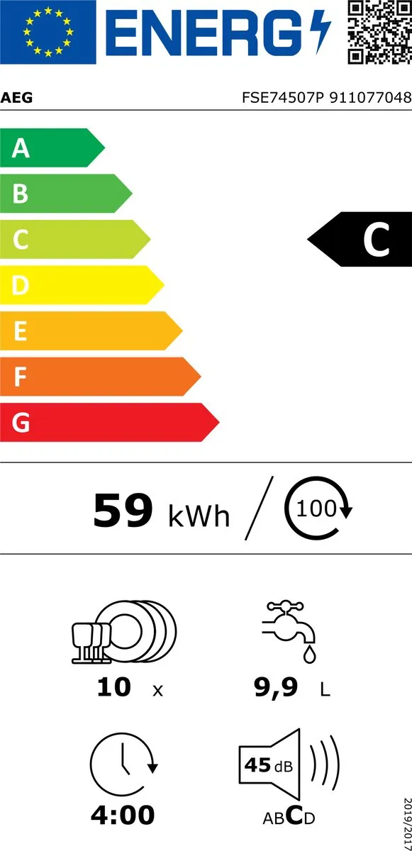 AEG FSE74507P Inbouw Vaatwasser 10 Couverts - 45cm - 44dB