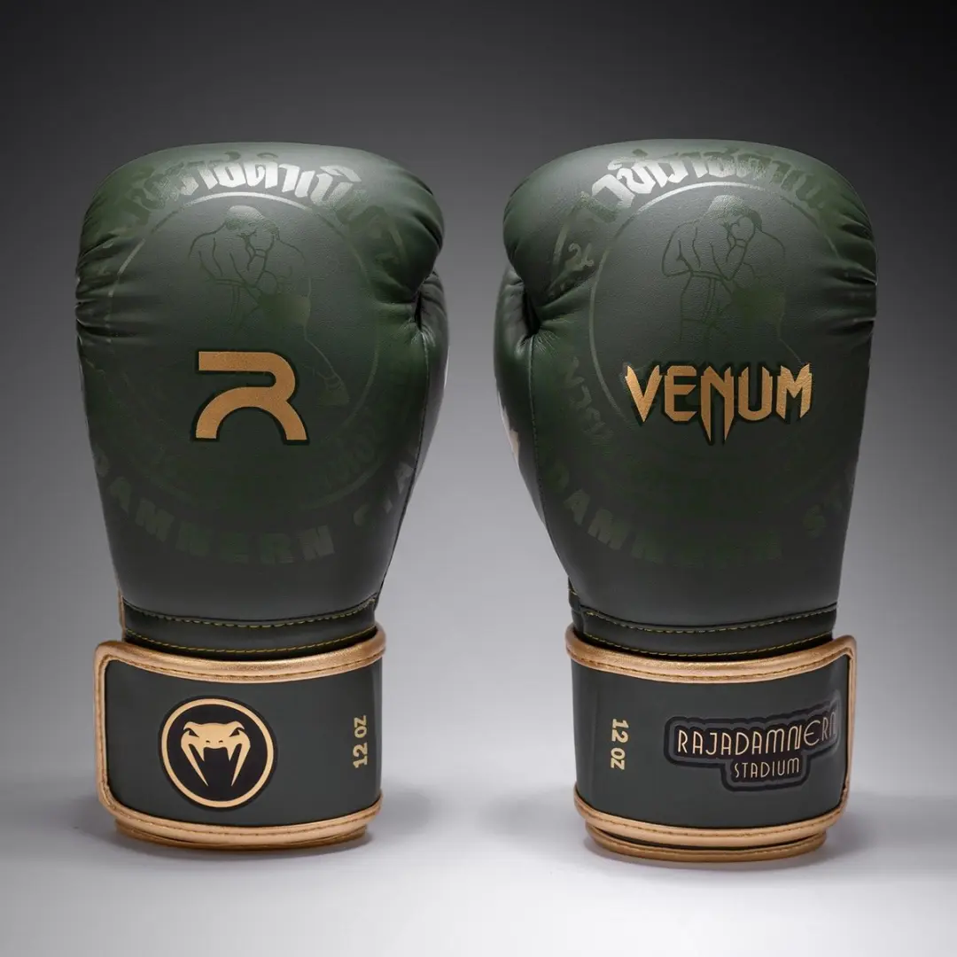 Venum x Rajadamnern Muay Thai Handschoenen 8 OZ - Militair Groen