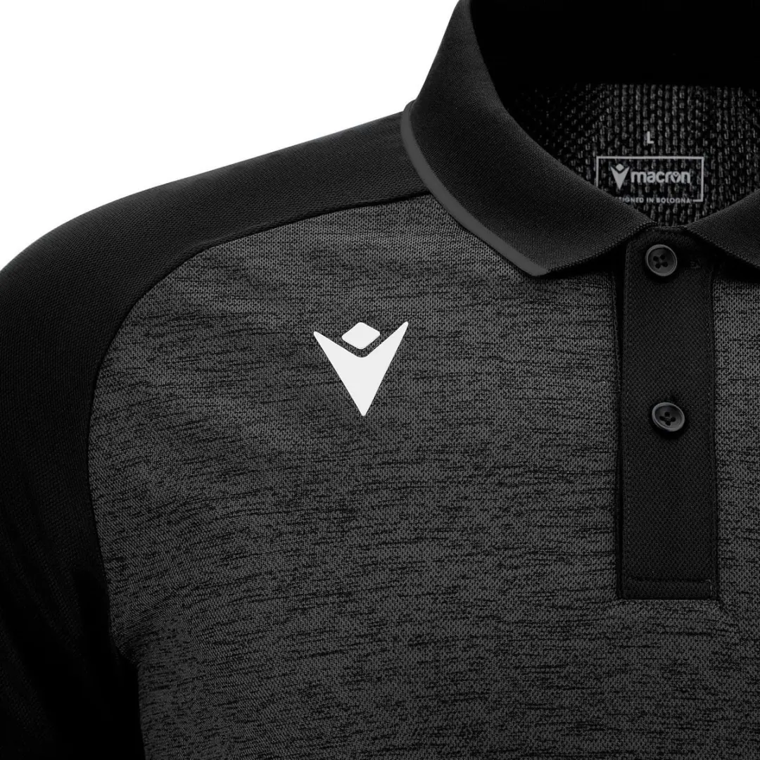Macron Glory Aulos Polo Kinderen 140 - Zwart/Antraciet