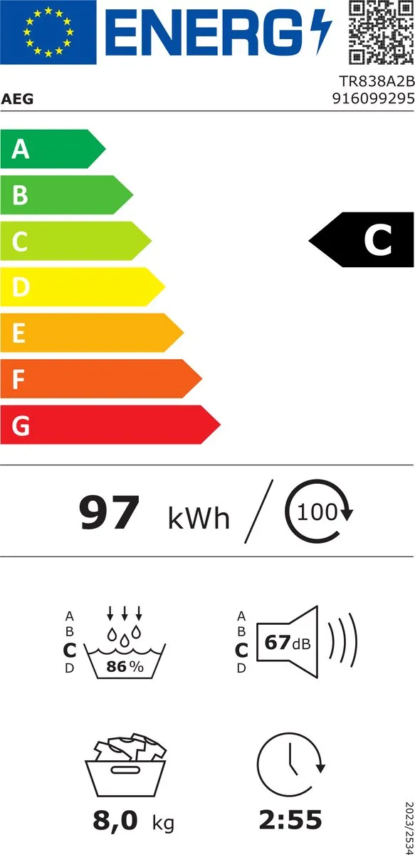AEG EcoLine TR838A2B Warmtepompdroger 8 kg
