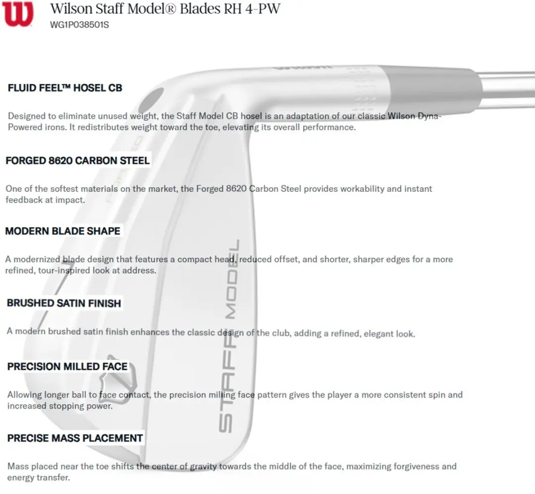 Wilson Staff Model Blade IJzers 4-PW 2026 - Rechtshandig - Stiff - Zilver