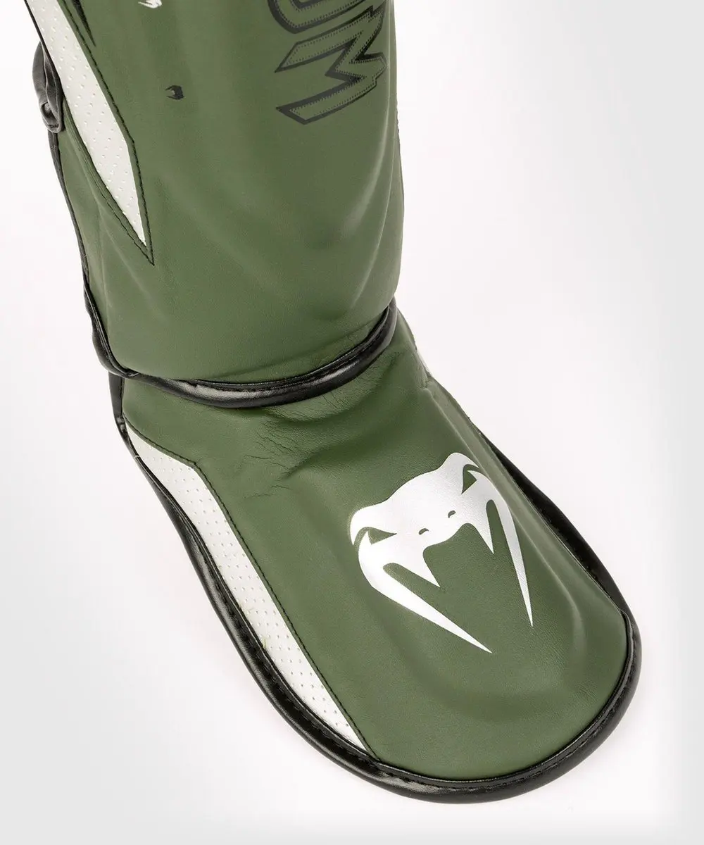 Venum Elite Evo Kickboks Scheenbeschermers XL - Khaki/Silver