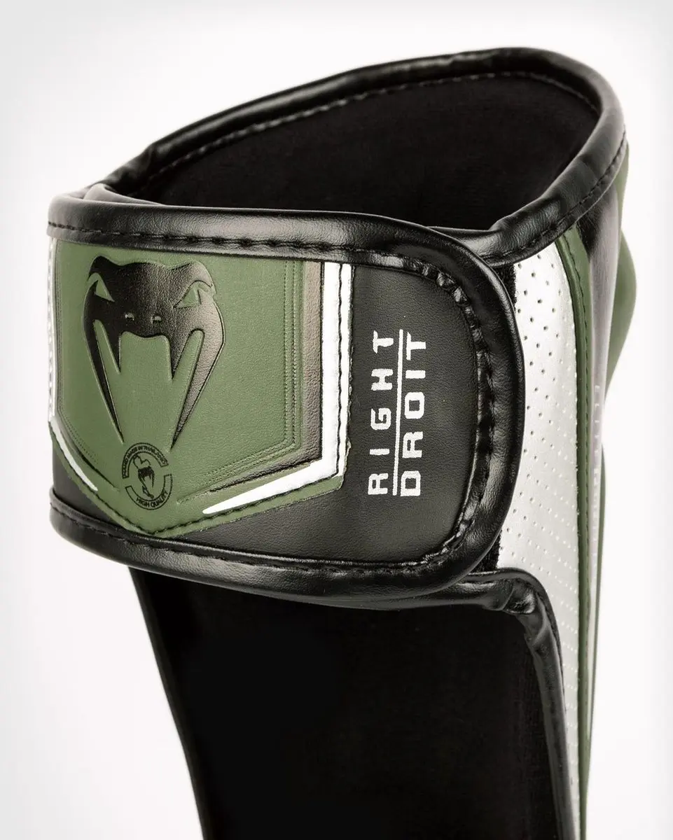 Venum Elite Evo Kickboks Scheenbeschermers XL - Khaki/Silver