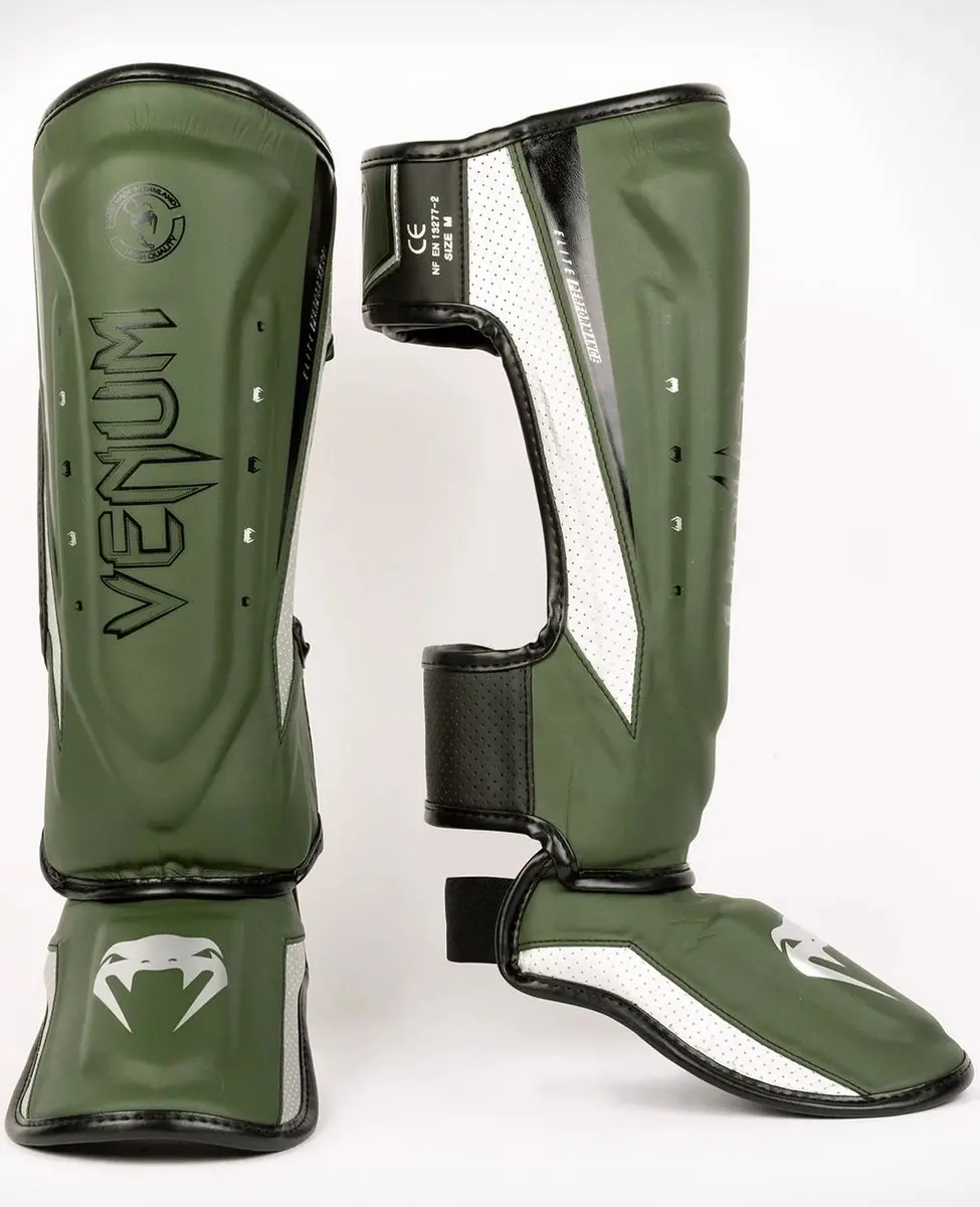Venum Elite Evo Kickboks Scheenbeschermers XL - Khaki/Silver
