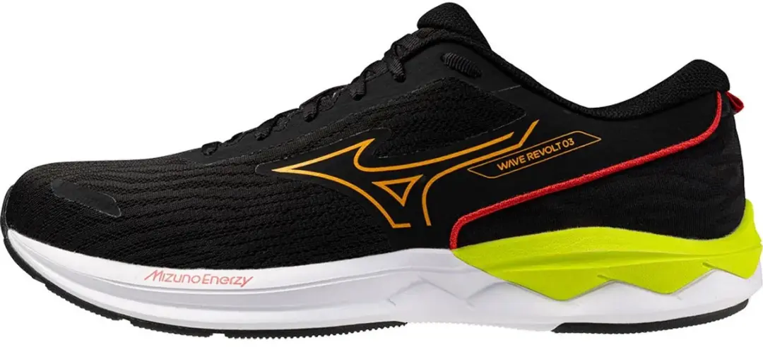 Mizuno Wave Revolt Sportschoenen 46 - Zwart/Oranje/Rood/Limegroen