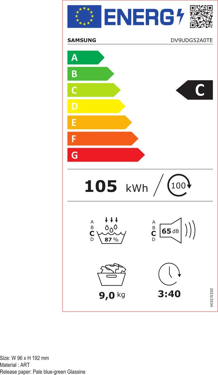 Samsung DV9UDG52A0TEEN Wasdroger 9 kg - Wit