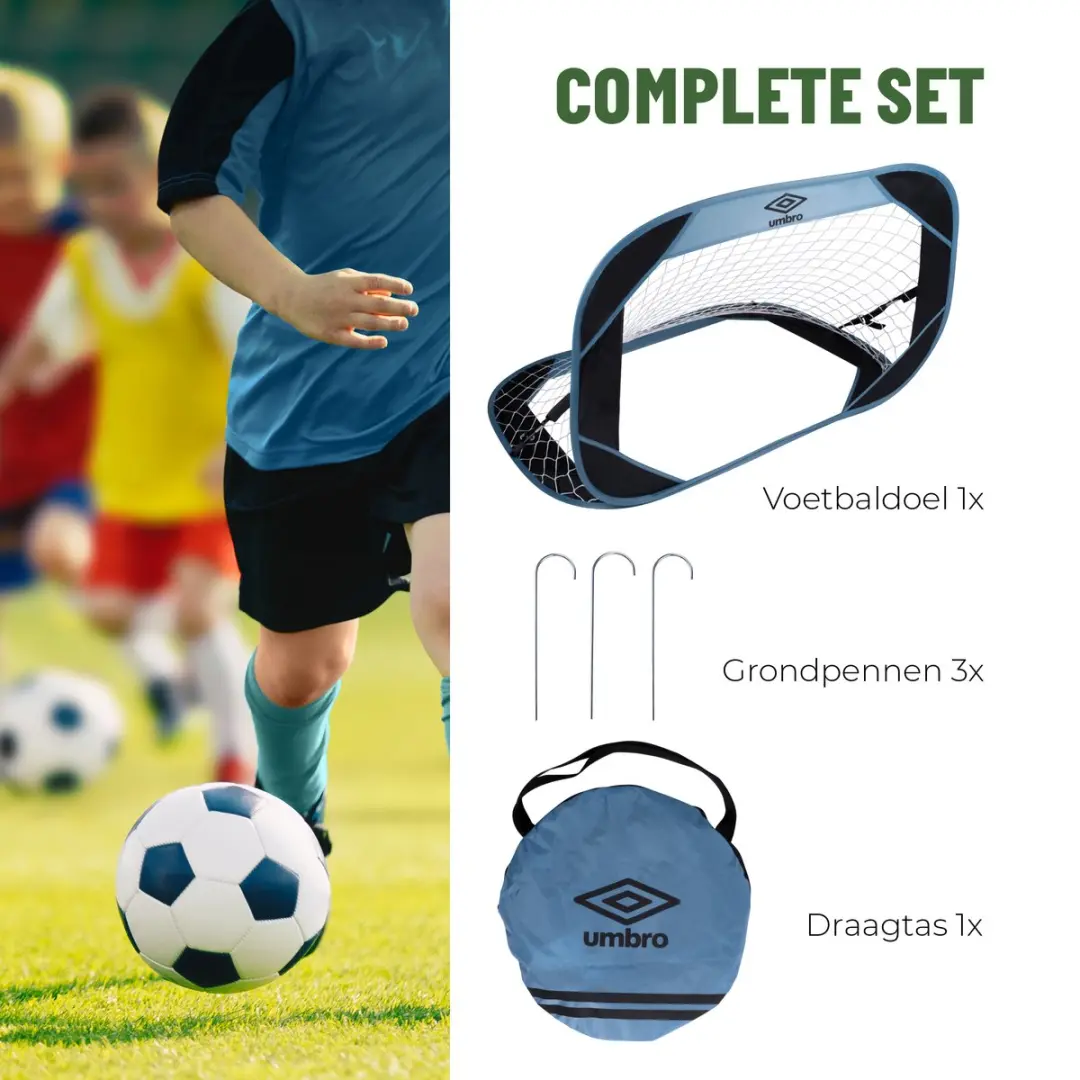 Umbro Pop Up Voetbaldoel 110x78cm - Blauw/Zwart - afbeelding 6 van 6