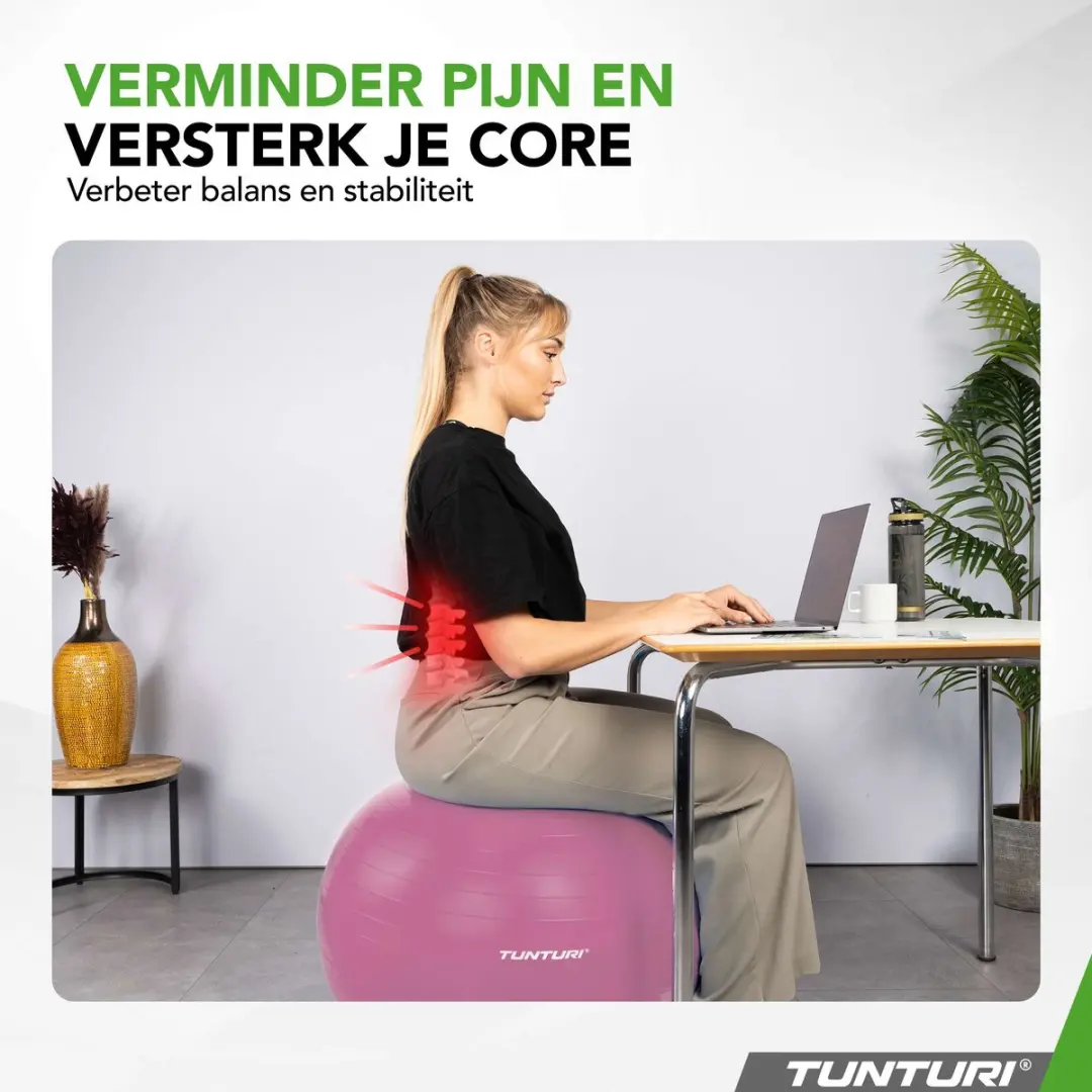 Tunturi Anti Burst Fitnessbal 55cm - 220kg - Paars