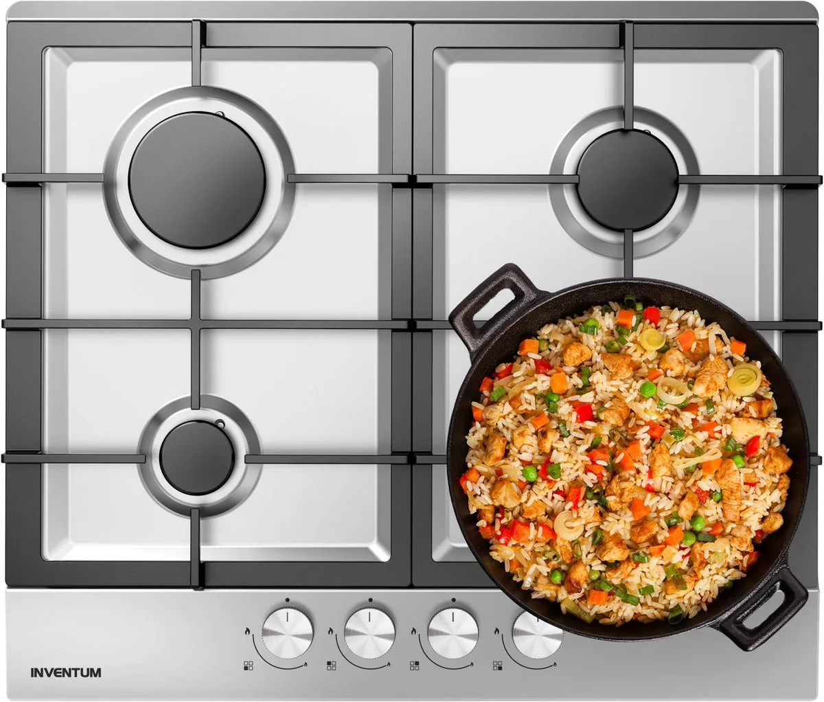Inventum IKG6023GRVS Inbouw Gaskookplaat 59cm