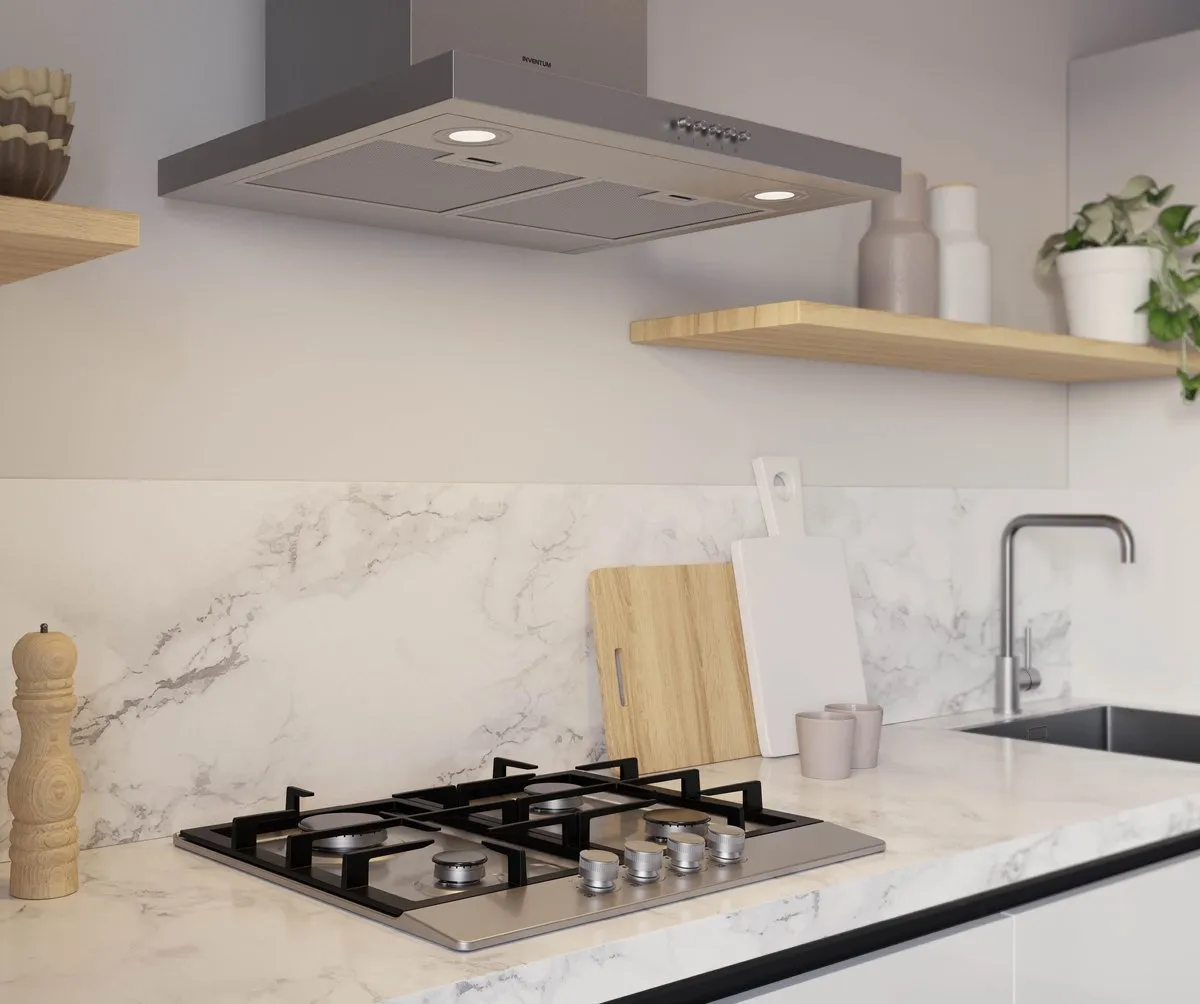 Inventum IKG6023GRVS Inbouw Gaskookplaat 59cm - 4 Pits - RVS/Zwart