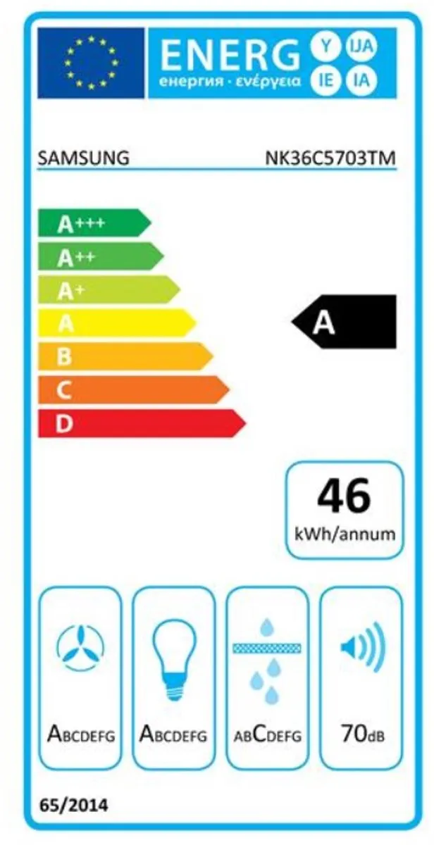 Samsung NK36C5703TM Afzuigkap Muurmontage - 580 m³/u Grafiet