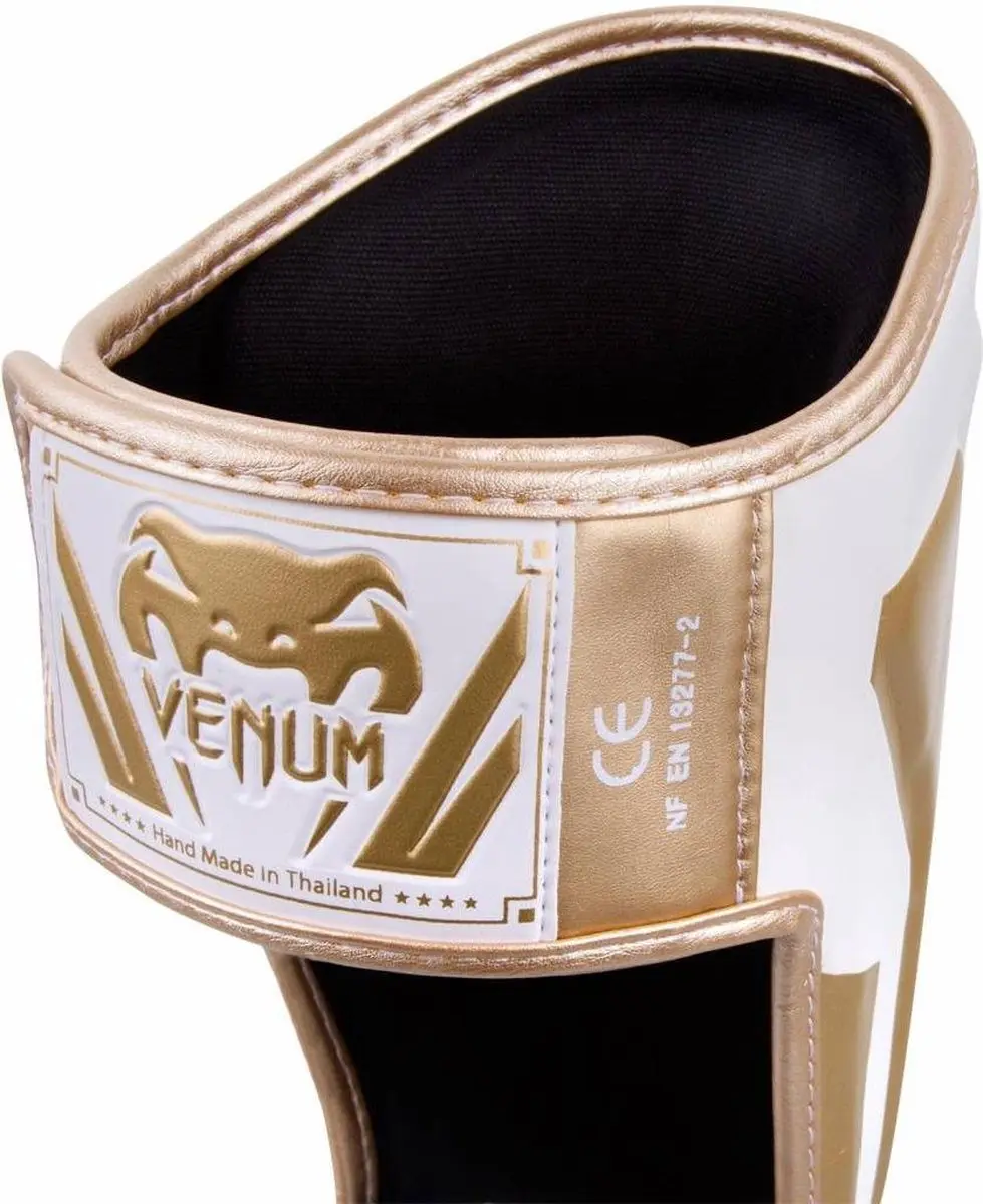 Venum Elite Kickboks Scheenbeschermers - L - Wit/Goud