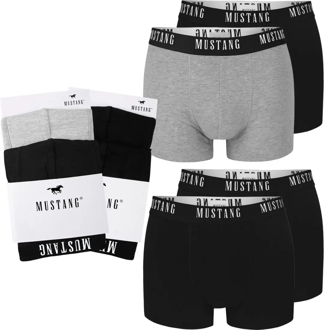 Mustang Heren Boxershorts Set - 4 Stuks - XL - Zwart/Grijs