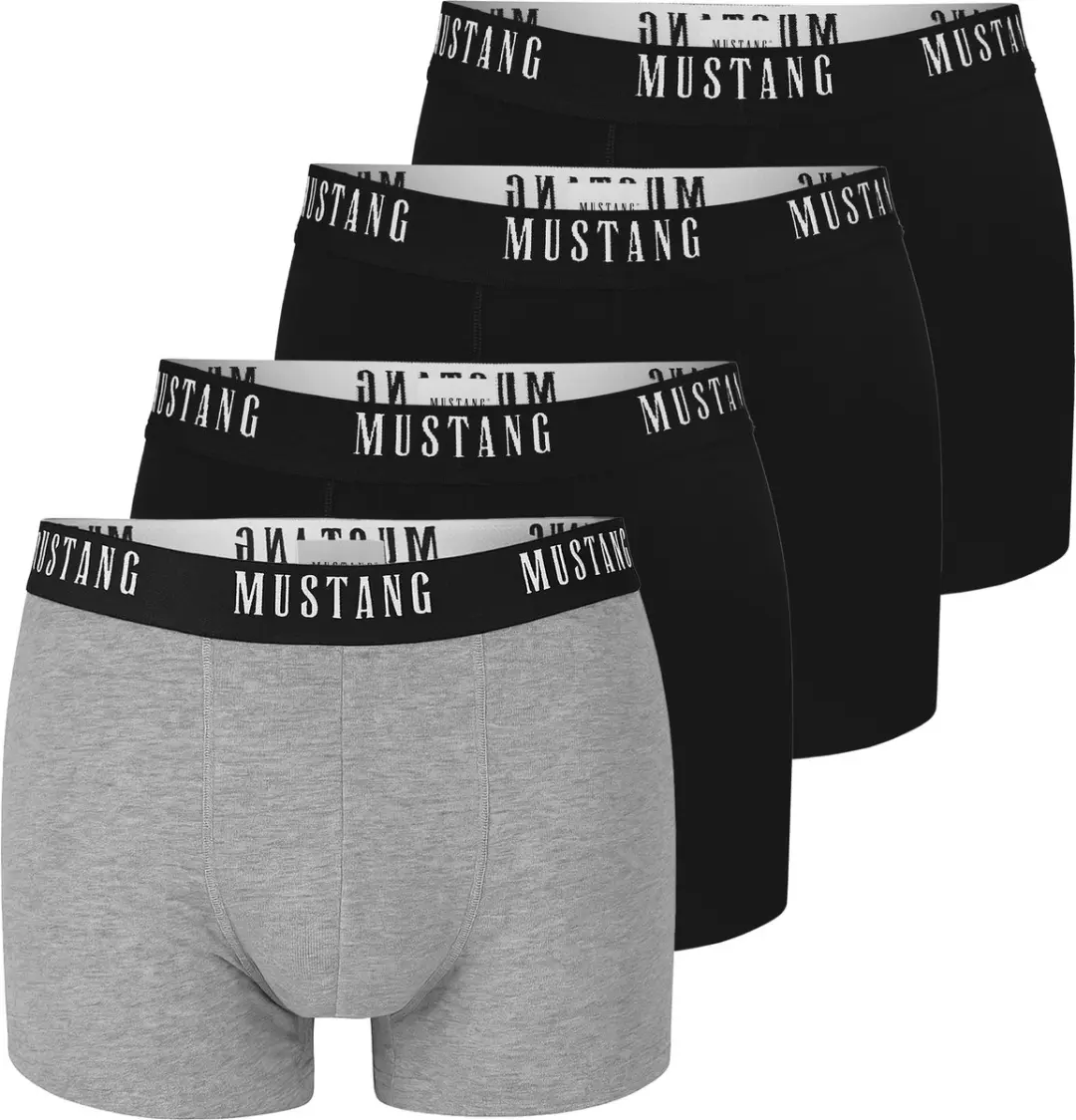 Mustang Heren Boxershorts Set - 4 Stuks - XL - Zwart/Grijs - afbeelding 6 van 6