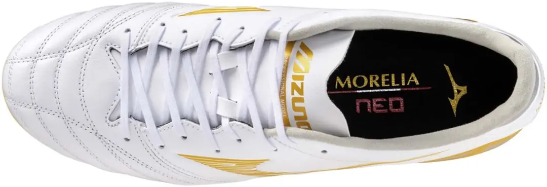 Mizuno Morelia Neo IV Pro Voetbalschoenen FG - 44.5 - Wit/MP Gold