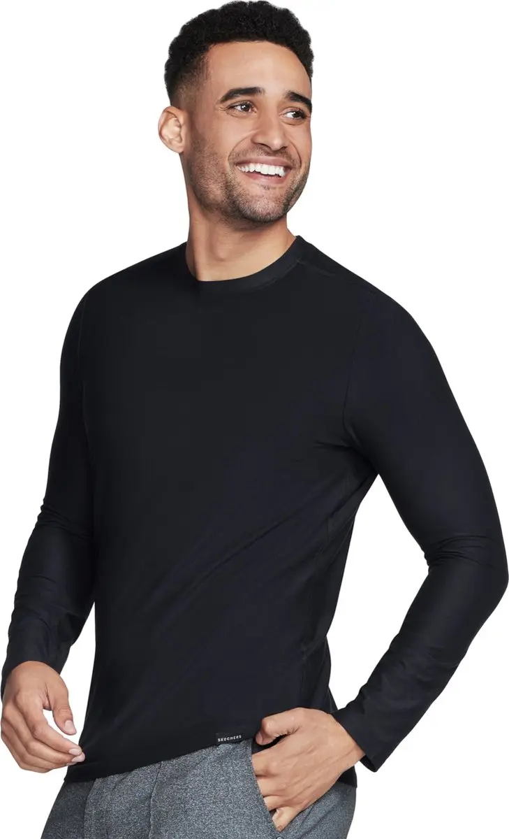 Skechers GoDri All Day Long Sleeve Heren Shirt - M - Zwart