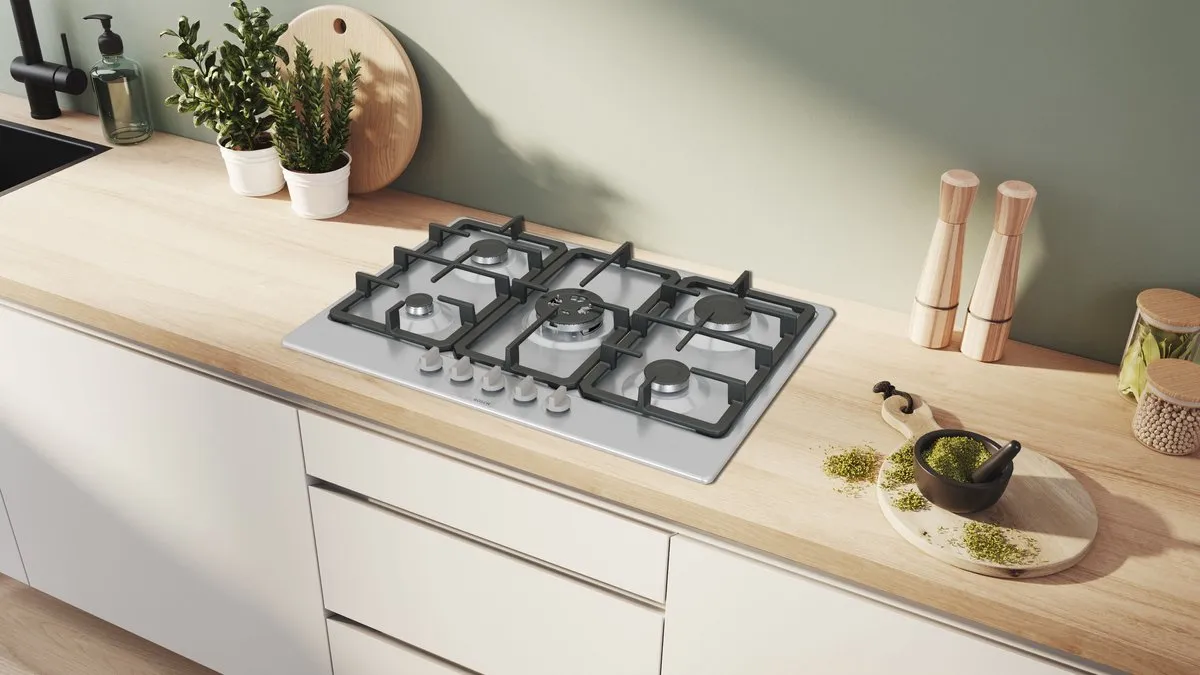 Bosch Serie 4 PGQ7B5K90 Gaskookplaat 75cm - 5 Zones - Roestvrijstaal
