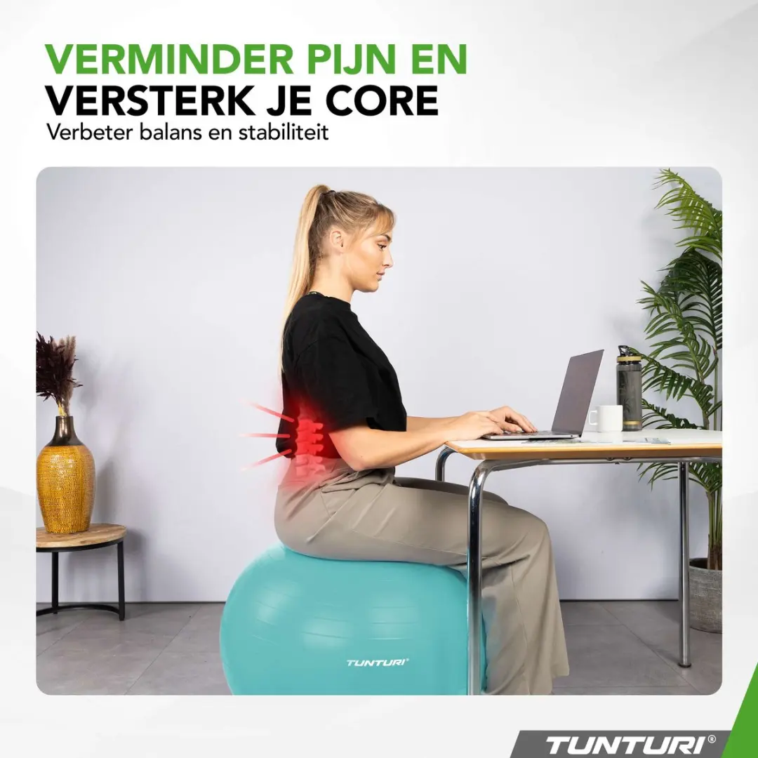 Tunturi Anti Burst Fitnessbal 55cm - Turquoise