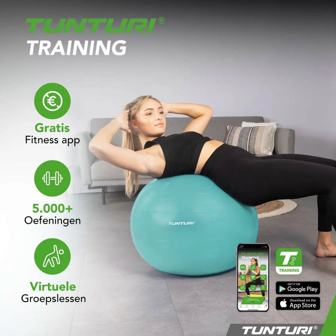 Tunturi Anti Burst Fitnessbal 55cm - Turquoise