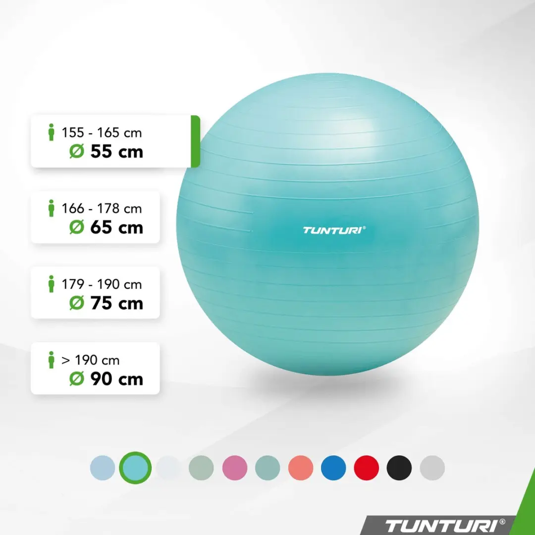 Tunturi Anti Burst Fitnessbal 55cm - Turquoise