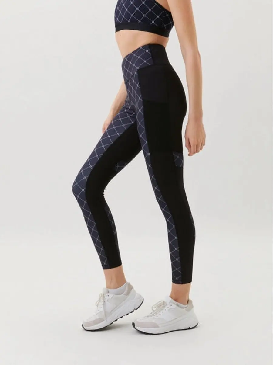 Björn Borg Borg High Waist Block Tights 34 - Blauw/Grijs/Multicolor