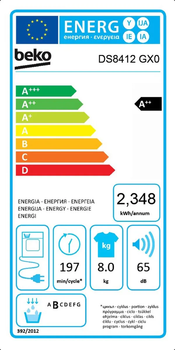 Beko DS8412GX0 Warmtepompdroger 8 kg - Wit