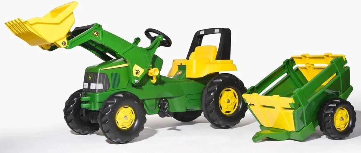 Rolly Toys John Deere Tractor met Pedalen en Aanhanger - Groen