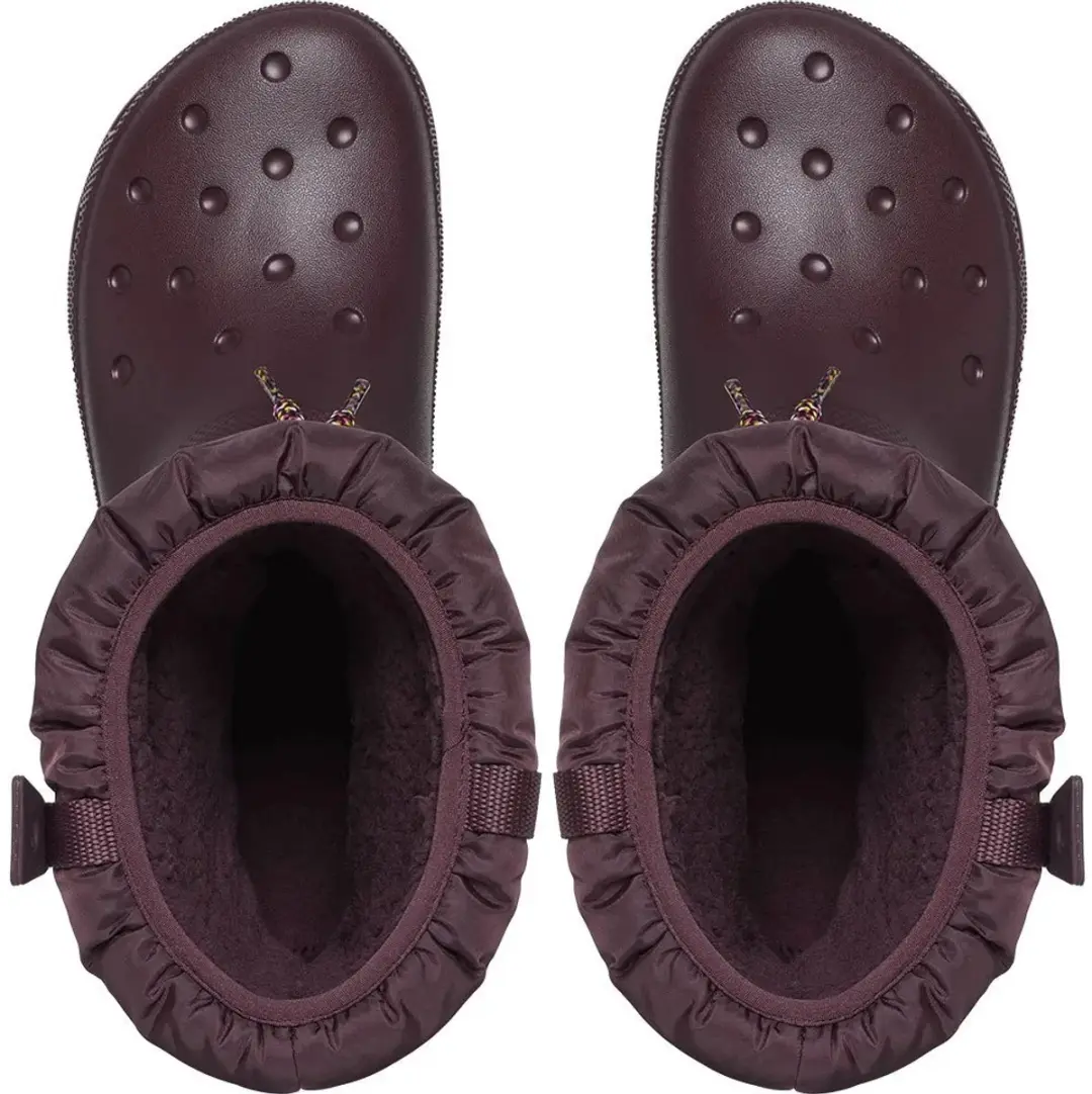 Crocs Classic Neo Puff Luxe Boot - Bruin/Donkerrood Maat 34/35