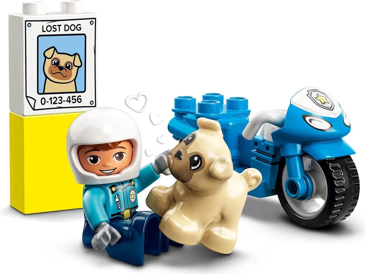 DUPLO Politiemotor Speelgoed voor Peuters en Kinderen vanaf 2 Jaar met Speelgoedmotor, Politieagent en Hondenfiguur