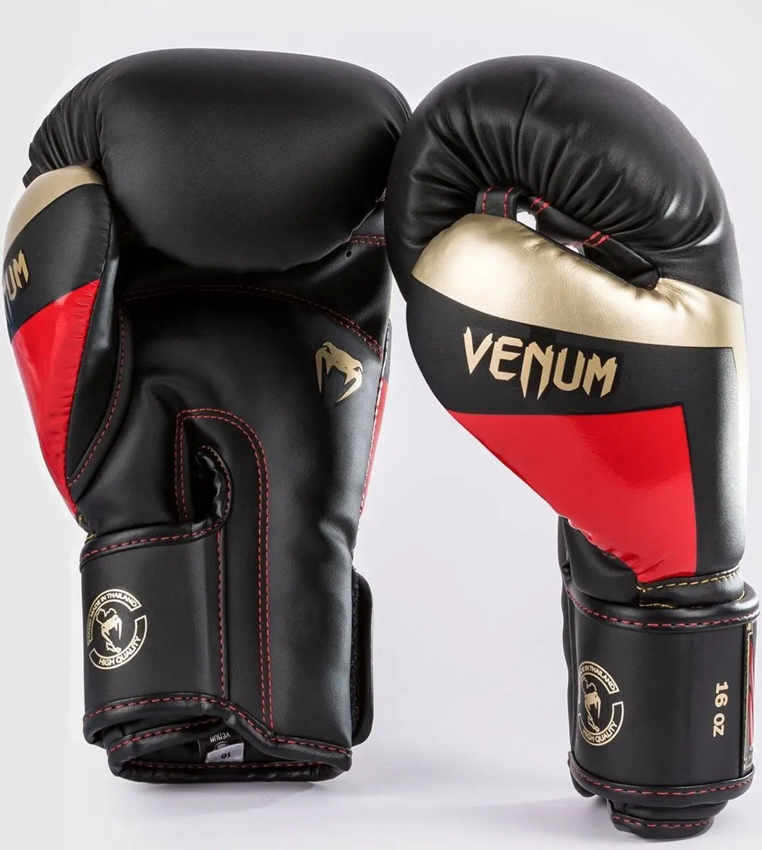 Venum Elite Bokshandschoenen 14 OZ - Zwart/Goud/Rood