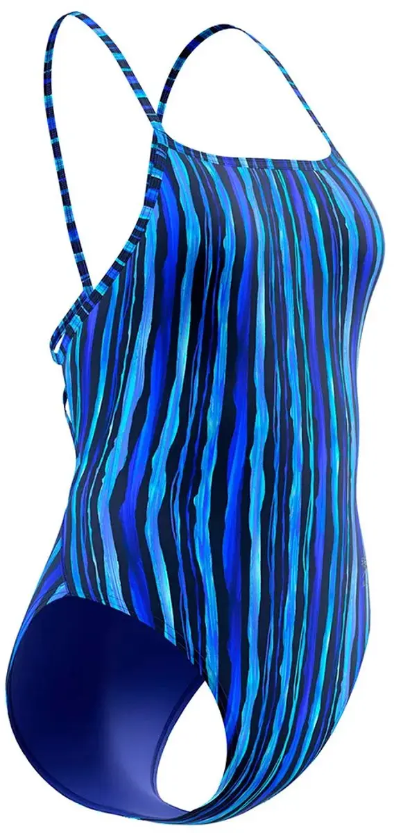 Speedo Dames Badpak Printed Web Back Brushy Stripes - Kobaltblauw