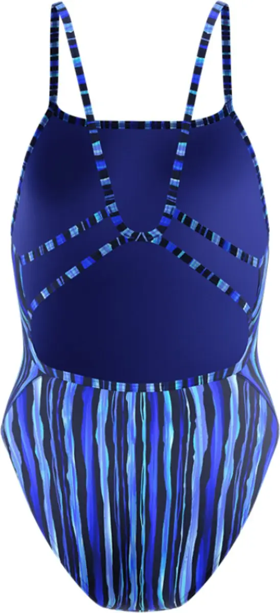 Speedo Dames Badpak Printed Web Back Brushy Stripes - Kobaltblauw