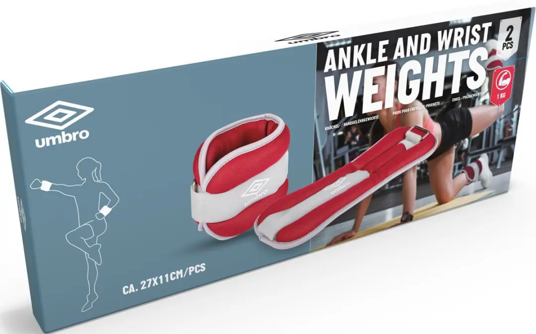 Umbro Pols- en Enkelgewichten 2x1000g - Verstelbaar - Grijs/Rood