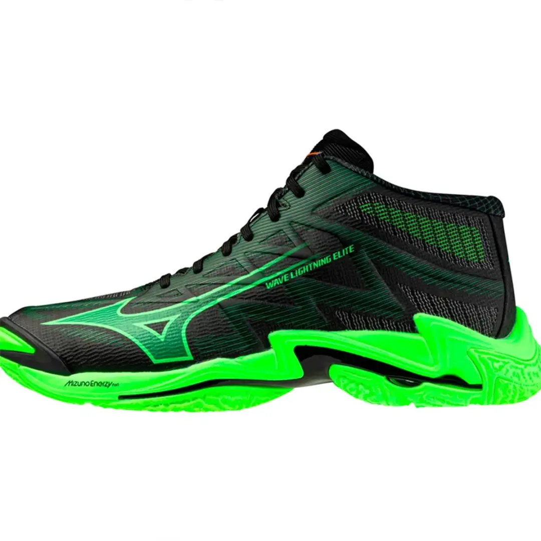 Mizuno Wave Lightning Elite Mid Sportschoenen - Zwart/Groen/Geel
