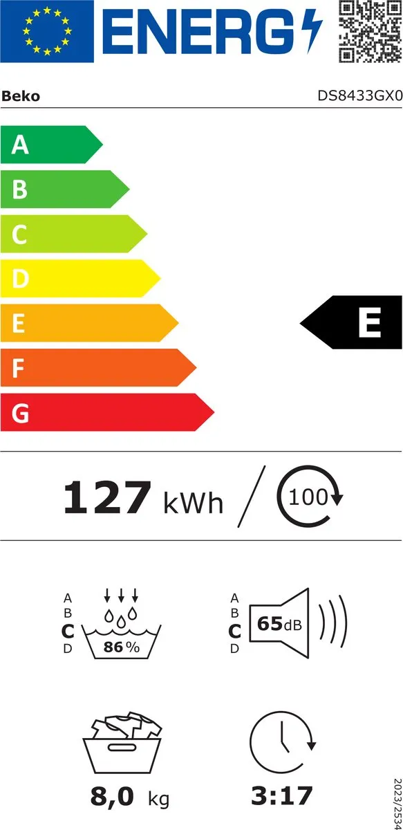 Beko DS8433GX0 Warmptepompdroger 8 kg - Wit