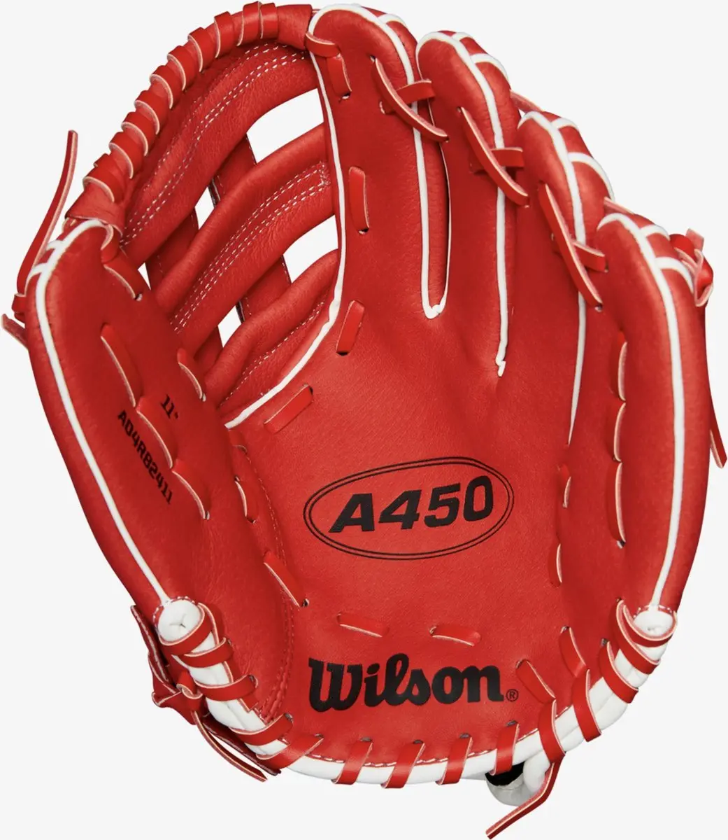 Wilson A450 Honkbalhandschoen Jeugd - 11 inch - Rood
