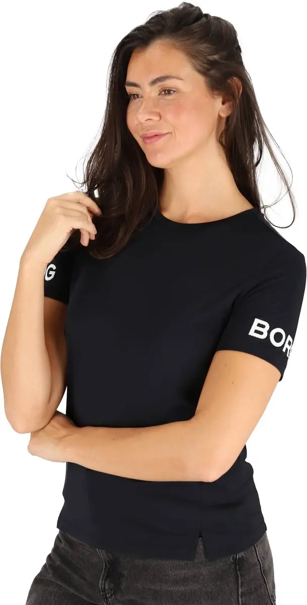 Björn Borg Dames Sportshirt Korte Mouw - Gerecycled Polyester - Zwart