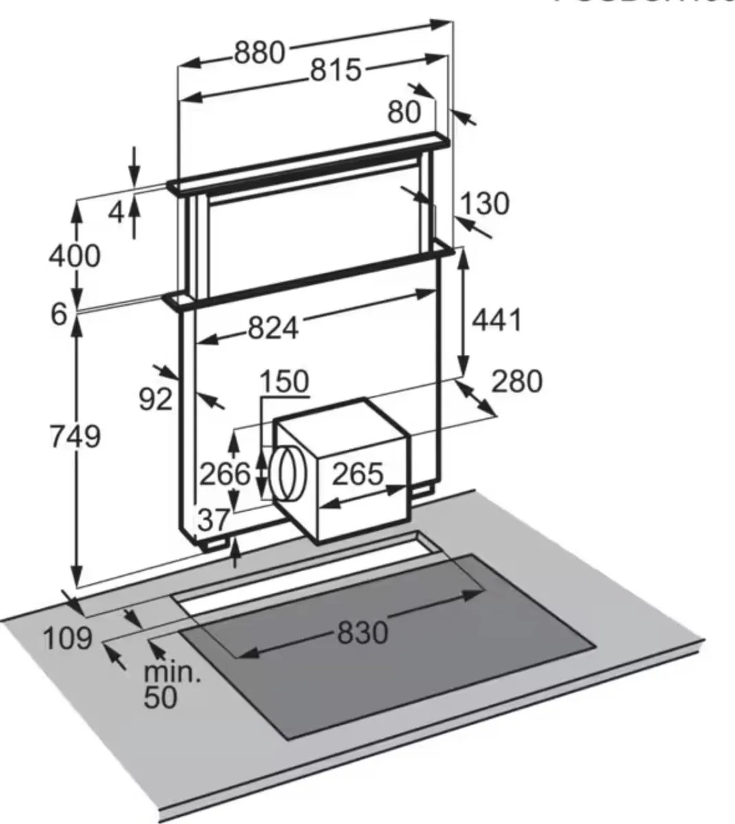 AEG DDE5960B Downdraft Afzuigkap - 700 m³/u