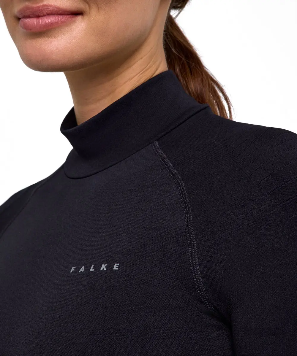 Falke Maximum Warm High Neck Dames Shirt - L - Zwart