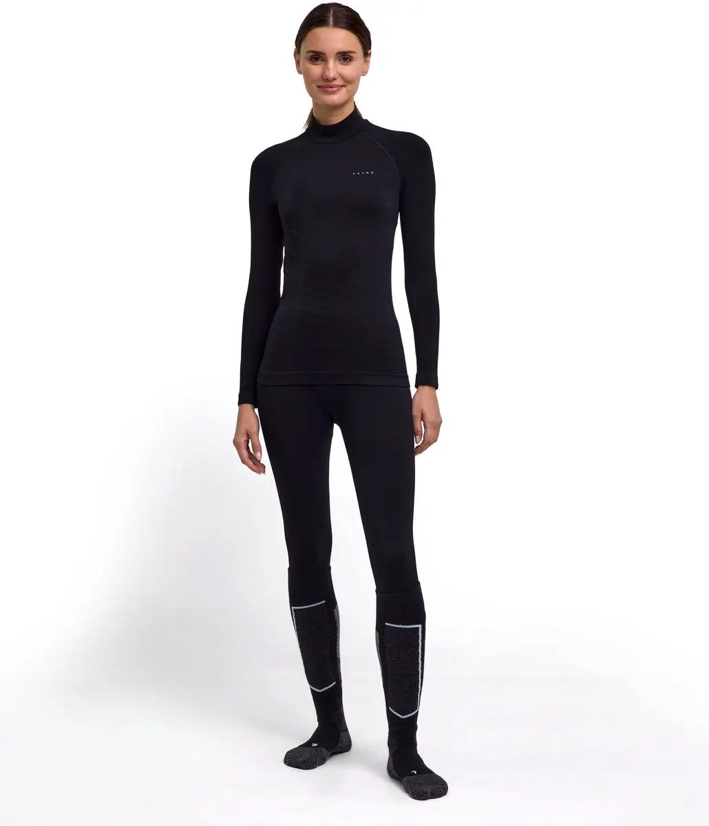 Falke Maximum Warm High Neck Dames Shirt - L - Zwart
