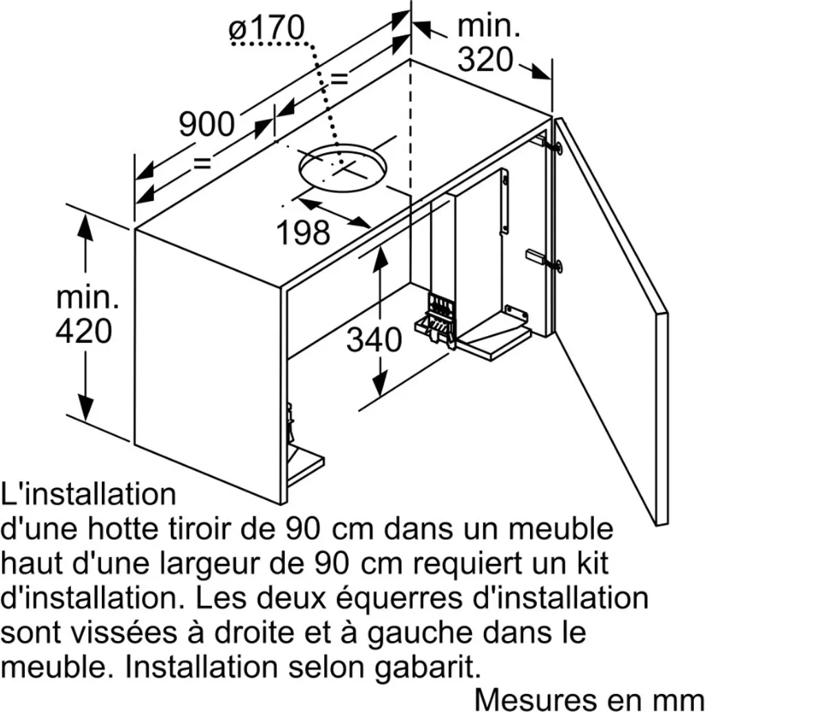 Bosch DSZ4920 Montageset voor 90cm Bovenkast - Roestvrijstaal