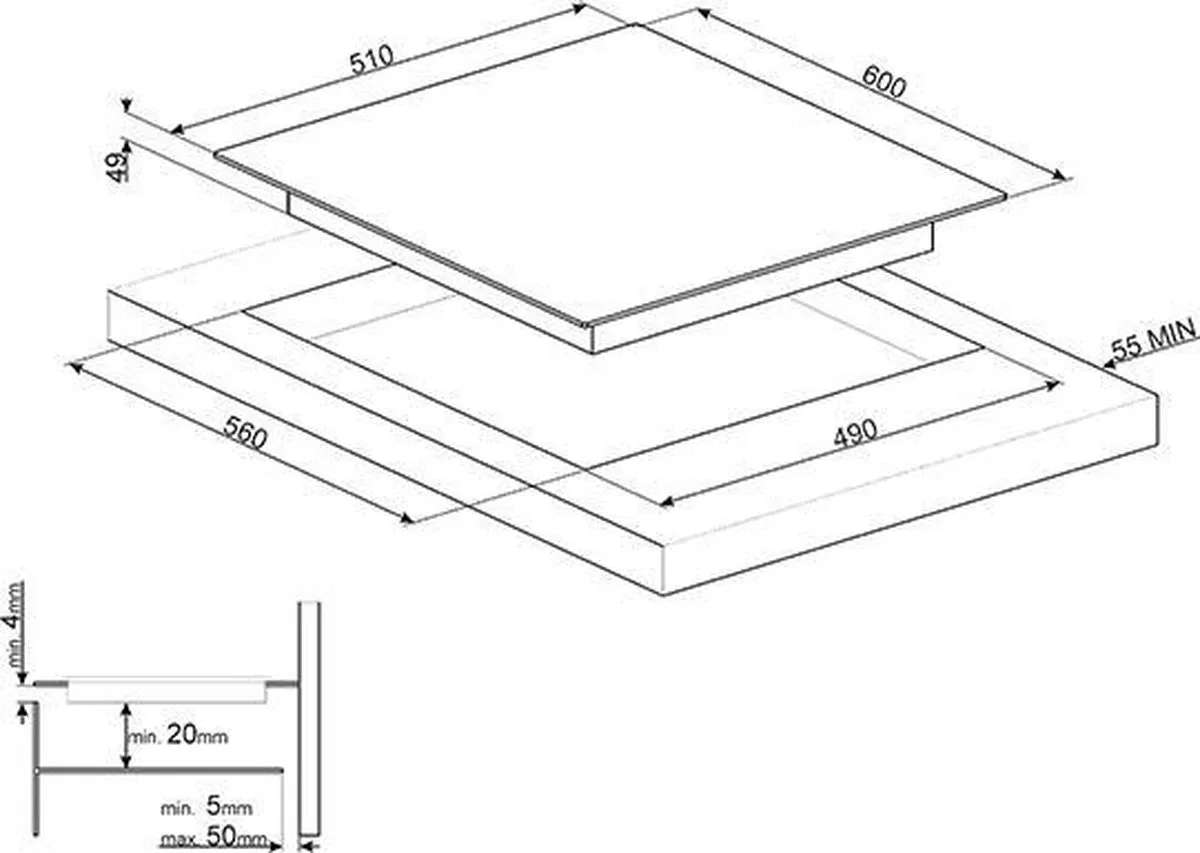 Smeg SI1M7643B Inductiekookplaat 60cm - 4 Zones Zwart