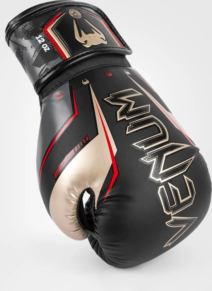 Venum Elite Evo Bokshandschoenen 10 oz - Zwart/Goud/Rood