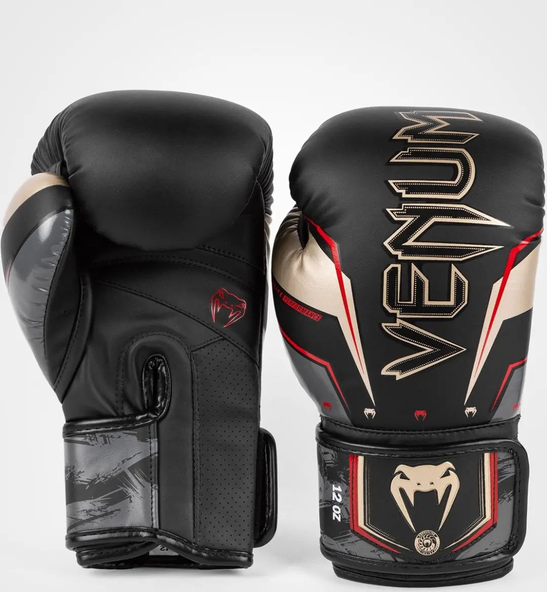 Venum Elite Evo Bokshandschoenen 10 oz - Zwart/Goud/Rood